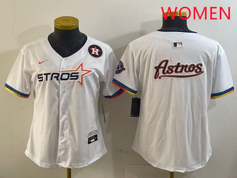 Women Houston Astros Blank White Fourth generation Joint Name 2025 Nike MLB Jersey style 15->women mlb jersey->Women Jersey